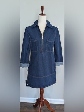 Seed Heritage Women’s Long Sleeve Denim Mini Dress Dark Wash Size 6